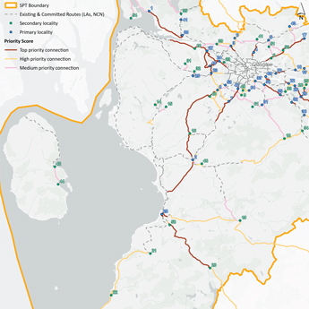 08 Map 3 E The Regional Active Travel Network The Prioritised Network Ayrshire & Surrounding Ar
