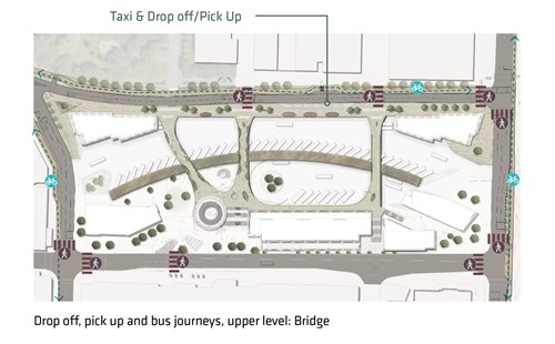 BBS-Masterplan_Drop off pick up and bus journeys upper level Bridge Cowcaddens Road
